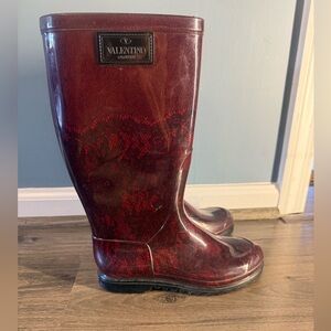 Valentino Red Lace Rain Boots
